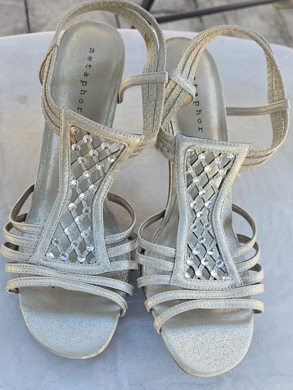 Metaphor Silver Rhinestone Strappy Heels